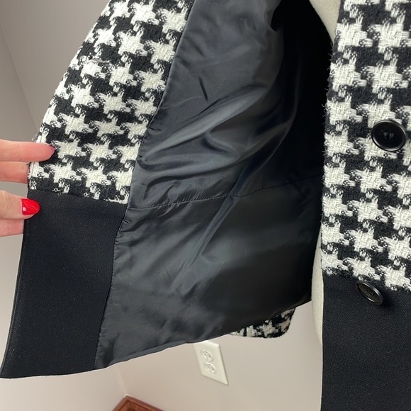 Talbots Houndstooth Jacket Womens Sz 12 Wool Blend Colorblocked Blazer - Picture 11 of 13
